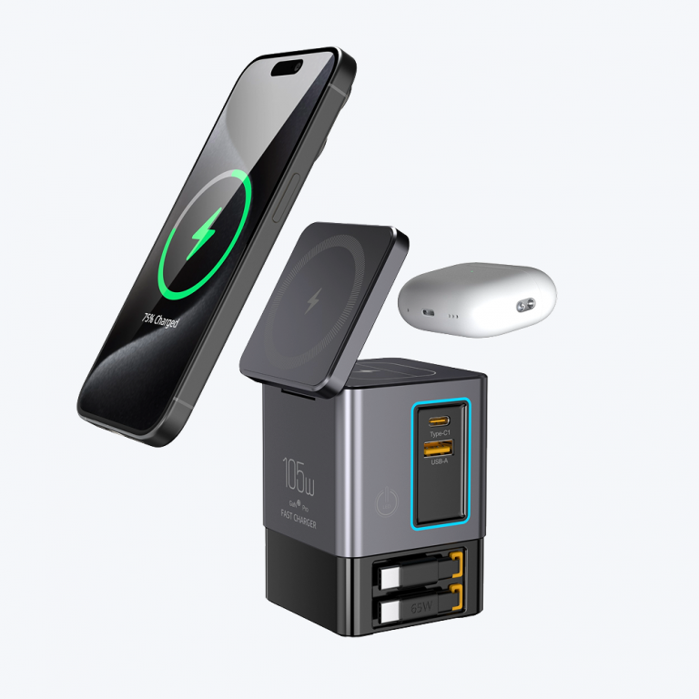 6-in-1 105W Charging Station with Retractable USB-C Cable